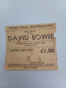 David Bowie ticket Birmingham Town Hall 21/6/1973 Ziggy Stardust Tour - Picture 1 of 1