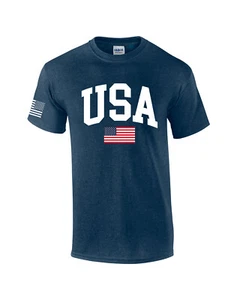 USA American Flag Tee Fourth of July Independence Day Short Sleeve T-shirt - Picture 1 of 16