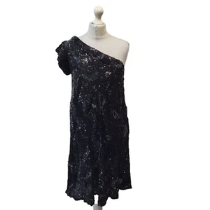 Antik Batik Sequin Dress One Shoulder Disco Ibiza Y2K Asymmetric S - Picture 1 of 6