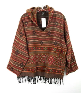 NWT YAK & YETI Handmade Pullover Hooded Sweater Women S/M Oversized Southwest - Picture 1 of 17