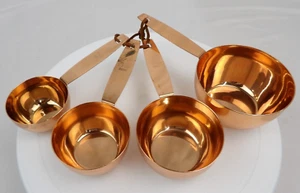 Vintage Kupferbeschichtet Metall Griff Messbecher mit Halter 4er Set - Bild 1 von 9