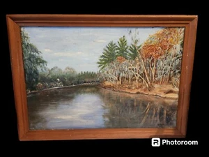 Antique Painting "Suwanee River In Winter" Fannie Belle Niblack 1940s-1950s - Picture 1 of 10