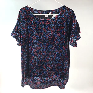 Gap Womens Maternity Top Sz Small Velvet Floral Scoop Neck Short Sleeve Soft NWT - Picture 1 of 9