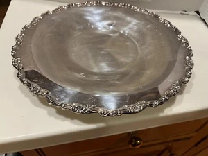 Vintage ROGERS BY ONEIDA USA Silver Plated ROUND TRAY 12"D  ORNATE RIM - Picture 1 of 4