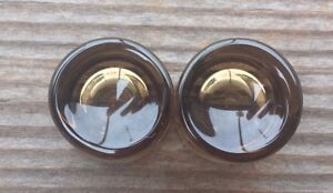 PAIR OF REAL CONCAVE SMOKE GLASS PLUGS GAUGES BODY JEWELRY DOUBLE FLARED