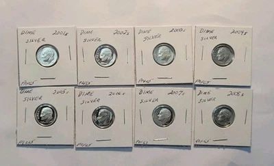 2001 S- 2008 S  US Silver Proof Roosevelt Dimes (8 Silver Dimes) - Image 1 of 4