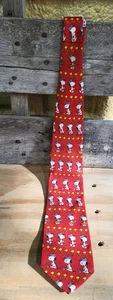 Peanuts Vintage Herren Krawatte - rot - Snoopy Woodstock Golf spielen - Bild 1 von 4
