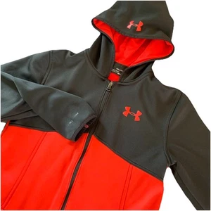 Under Armour Black & Red Hoodie Sz Youth XL Sweatshirt Jacket Full Zip Coldgear - Picture 1 of 16