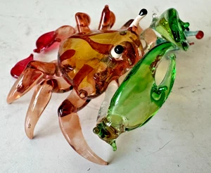 BLOWN GLASS CRAB MAMA AND CHILD MULTIPLE COLORS SET OF 2 - Picture 1 of 5
