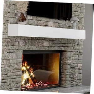 66" Floating Mantel Shelf - Modern White Fireplace Mantel with Matte Lacquer - Picture 1 of 7
