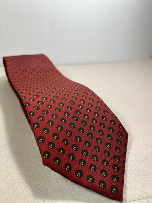 Corbata vintage Hardy Amies roja con flores azules punteadas Foto 1 de 4