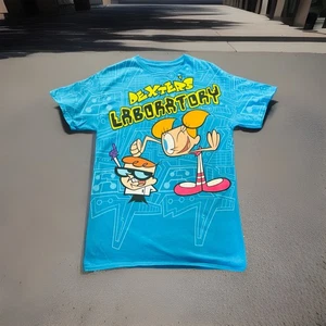 Dexter's Labor Shirt Herren M blau Dee Dee Cartoon Network AOP Y2K 2000er Vintage - Bild 1 von 9