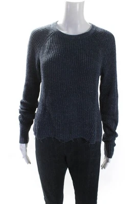 Suéter Top Algodón By Autumn Cachemira Mujer Algodón Acanalado Flecos Azul Talla XS Foto 1 de 4