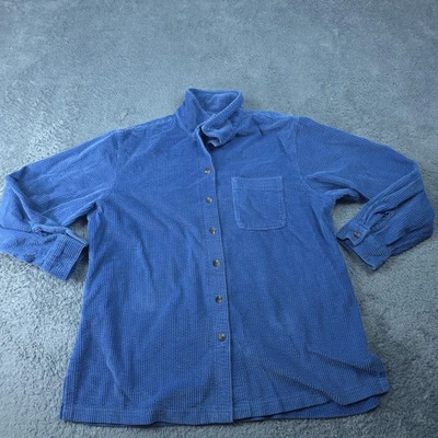 Camisa L.L.Bean Para Hombres Grande Azul Pana Manga Larga Botón Bolsillo Frontal Informal Foto 1 de 4