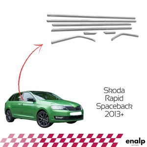 Chrome Windows Frame Trim 8 Pcs For Skoda Rapid Spaceback 2013-After - Foto 1 di 6