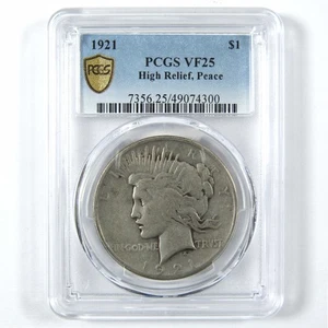 1921 High Relief Peace Dollar VF 25 PCGS Silver $1 Coin SKU:I14123 - Picture 1 of 4