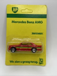 Matchbox Mb43 MERCEDES AMG " RARER RED OFFICIAL BP issues on Correct Promo CARD - Picture 1 of 3