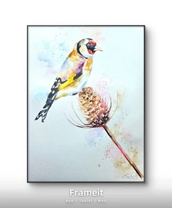 ORIGINAL watercolour painting Goldfinch Bird, Signed Elle Smith Art, Fine Art  - Picture 1 of 8