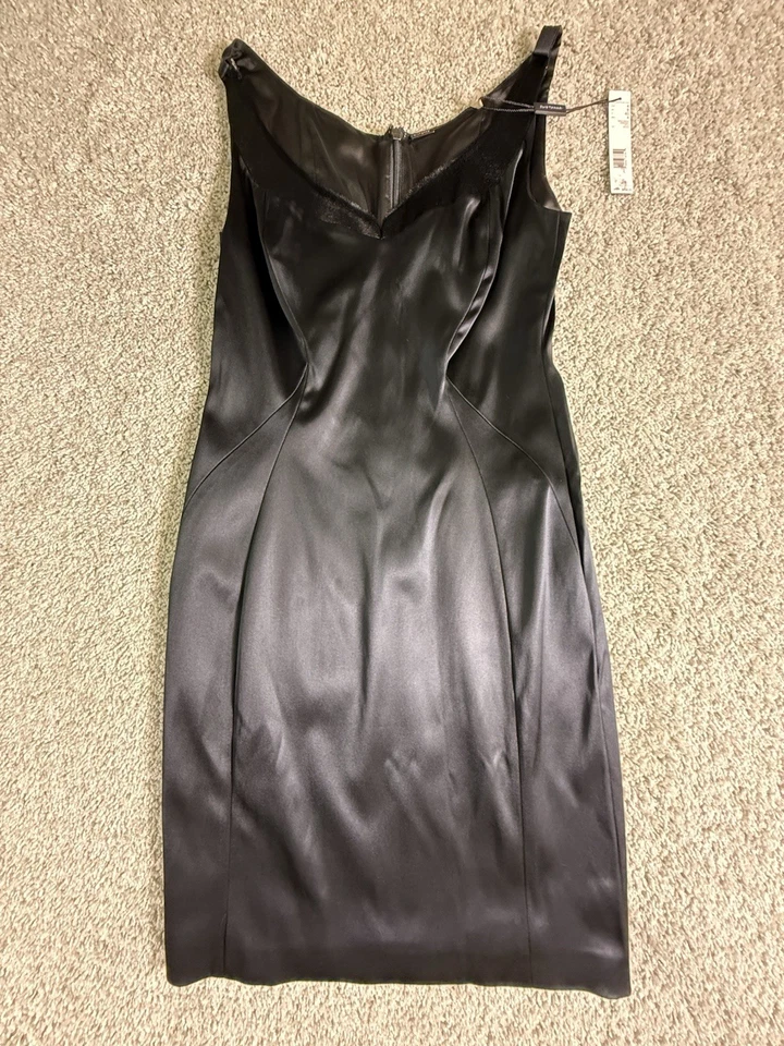Elie Tahari Pencil Dress Size 4 With Real Calf Hair Black Sleeveless $498 MSRP - Image 1 of 4