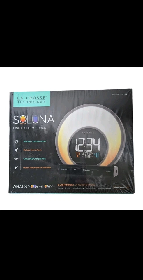 La Crosse Technology Soluna C79141 Mood Light Alarm Clock With Temperature & Hum