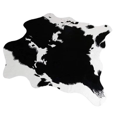 Cute Cow Print Rug Black and White Faux Cowhide Rugs Animal Printed Area Rug ... - Image 1 of 4