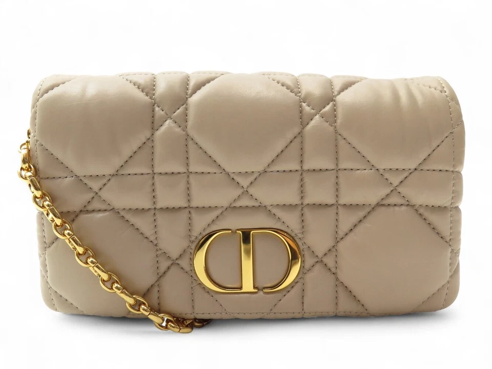 NEUF SAC A MAIN POCHETTE DIOR CARO S5135 POUCH CUIR CANNAGE SABLE WOC BAG 2500€ - Photo 1/1
