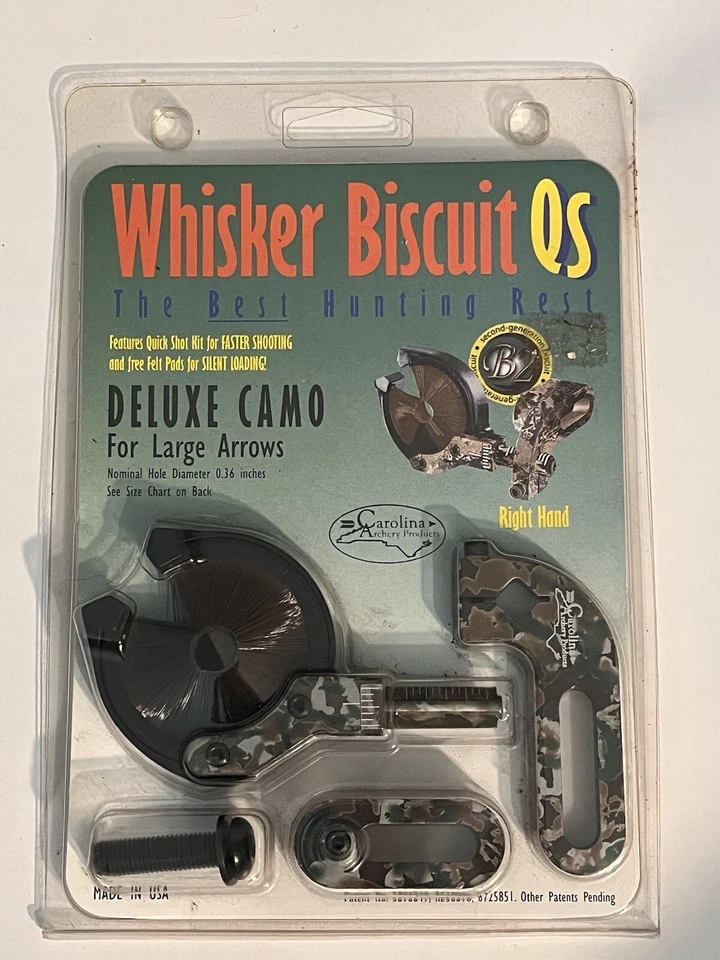 CAROLINA ARCHERY WHISKER BISCUIT QS DELUXE CAMO LARGE ARROWS RH BOW ARROW REST - Image 1 of 2