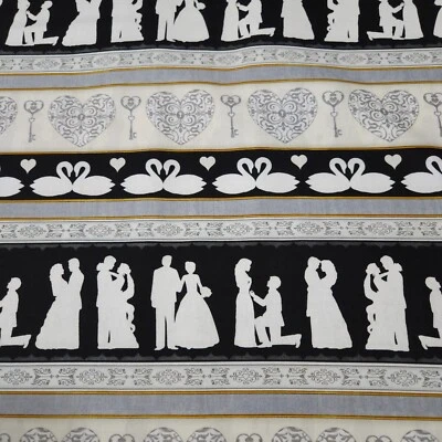 I Do BTY Dan Morris Quilting Treasures Wedding Bride Groom Stripe - Image 1 of 4