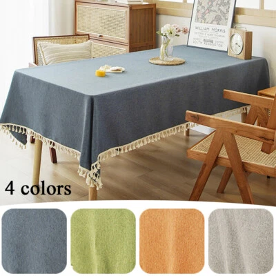 Home Decor Rectangular Dining Table Cloth Solid Color Tableclothes Household↔ - Image 1 of 4