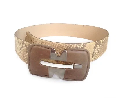 Francisco BIASIA Beige Snakeskin Exotic Leather Wide Adjustable Belt-Sz M - Image 1 of 4