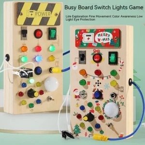 Children's Wooden Busy Board Switch Lights Circuit Board Montessori LED Light Sw - Picture 1 of 7