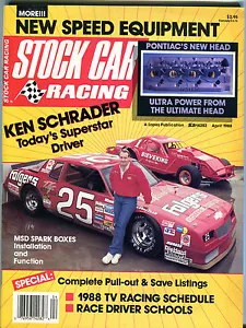 Stock Car Racing Magazine April 1988 Ken Schrader MSD Spark Boxes EX 012816jhe - Foto 1 di 1