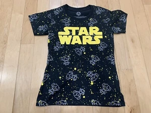 Star Wars Cute Cutesy Princess Leia Black Youth Junior XS Yellow Anime Print EUC - Picture 1 of 8