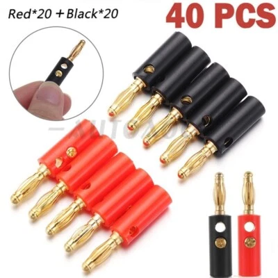 40pcs Gold Plated 4mm Banana Plugs Audio Jack Speaker Wire Cable Screw Connector - Image 1 of 4
