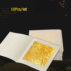 10 pièces feuilles d'or comestibles feuille d'or 24 carats à faire soi-même décoration de gâteau artisanat