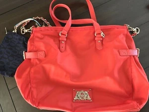 Large Juicy Couture Red Purse & Cosmetic Bag Gold Plate Chain & Trim Unused - Picture 1 of 12