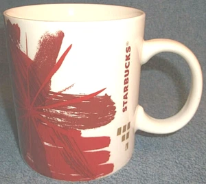 2014 STARBUCKS RED & GOLD DESIGN 12 OUNCE CERAMIC COFFEE CUP MUG - EXCELLENT - Picture 1 of 9