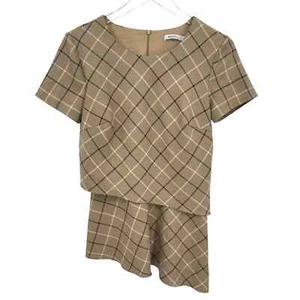 Bailey 44 Anthropologie Talla Pequeña Anaretta Asimétrico Capas Cuadros Top Tostado - Imagen 1 de 13