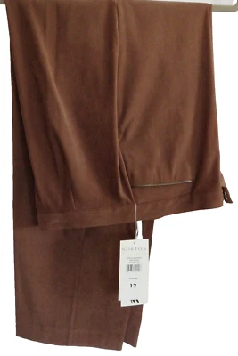 NEW Chic Brown Fall Pants, Faux Leather Accents, by Norton McNaughton, 12 - Image 1 of 3