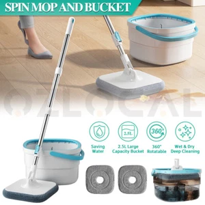 Spin Mop and Bucket Set 2 in 1 Dirty&Clean Water Separation with Microfiber Pad - Picture 1 of 16