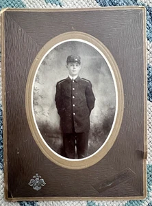 Antique Cabinet Card Photo Working Boy UNIFORM 6" x 8" Reading PA Matz - Picture 1 of 6