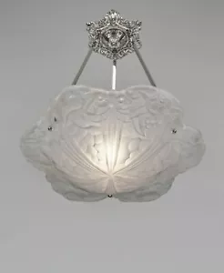 DEGUÉ : FRENCH 1930 ART DECO CHANDELIER ... large XXL ... pendant lamp France - Picture 1 of 10