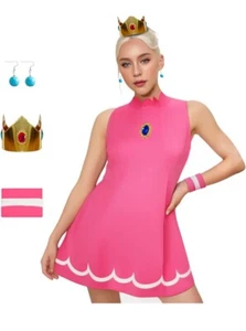 Poboola Princess Peach Cosplay Costume Size Medium Pink Tennis Dress - Picture 1 of 3