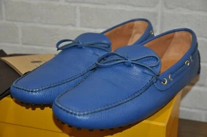 Authentic New Car Shoe Blue Grained Calfskin Drivers Moccasins,UK10/US11 - Picture 1 of 11