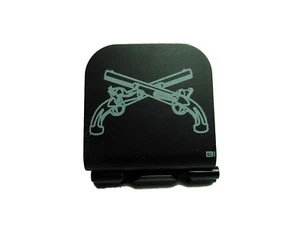 MP Military Police Crossed Pistols Badge Laser Etched Aluminum Hat Clip Brim-it - Picture 1 of 8