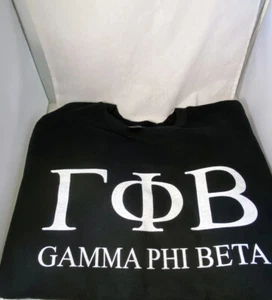 Sudadera Gamma Phi Beta Sorority Cuello Redondo - Negra - Talla Grande - ¡Nueva! - Imagen 1 de 2