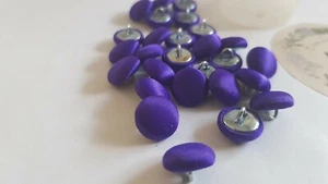Vintage shank button new from shop 15pcs, dia. 11mm,colour: indigo satin - Picture 1 of 7