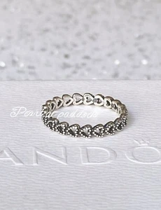 Pandora Vintage Linked Love Hearts Ring W/Gift Box Size 5 / 50 - Picture 1 of 1