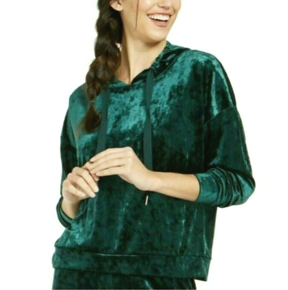 Alfani Intimates 女式绿色天鹅绒睡眠连帽衫 XS 码 — 第 1/1 张图片