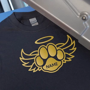 Custom Rip Halo'ed Dog Paw Angel Wing Print Iron-On Transfer, Matte Colors - Picture 1 of 2